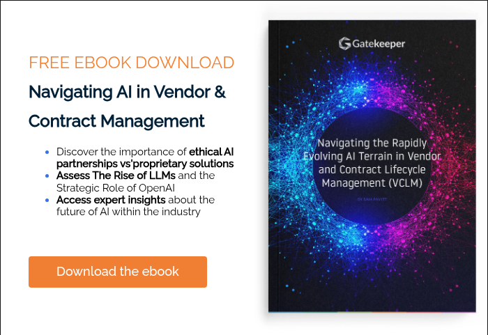 FREE EBOOK DOWNLOAD Navigating AI in Vendor & Contract Management Discover the importance of ethical AI partnerships vs'proprietary solutions Assess The Rise of LLMs and the Strategic Role of OpenAI Access expert insights about the future of AI within the industry     
